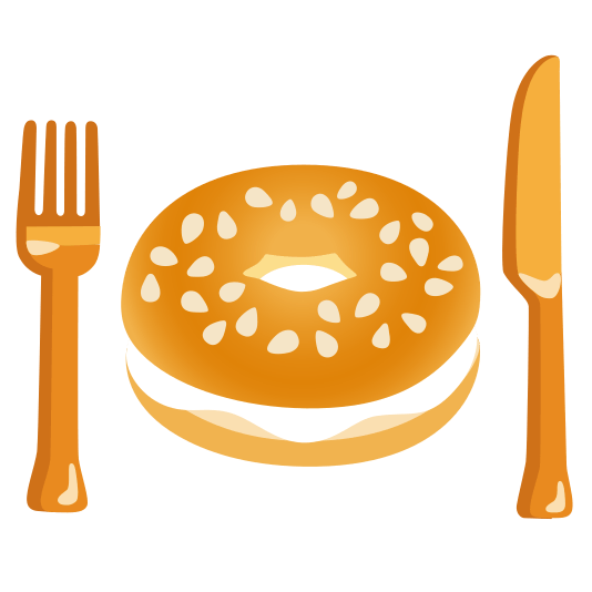 knife fork plate bagel