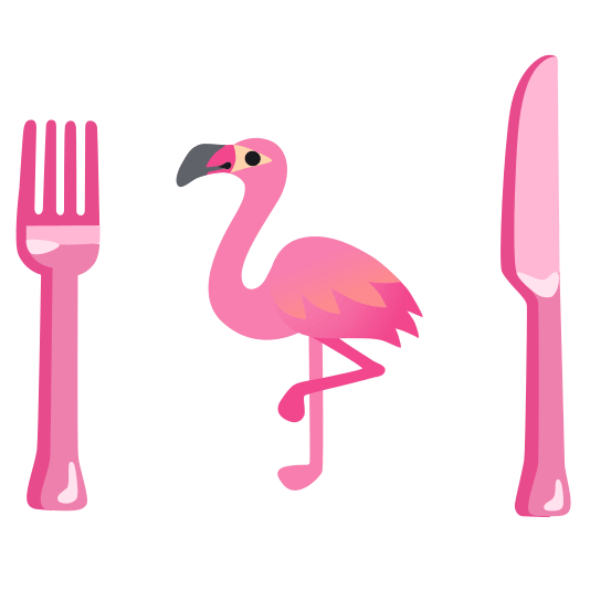 knife fork plate flamingo
