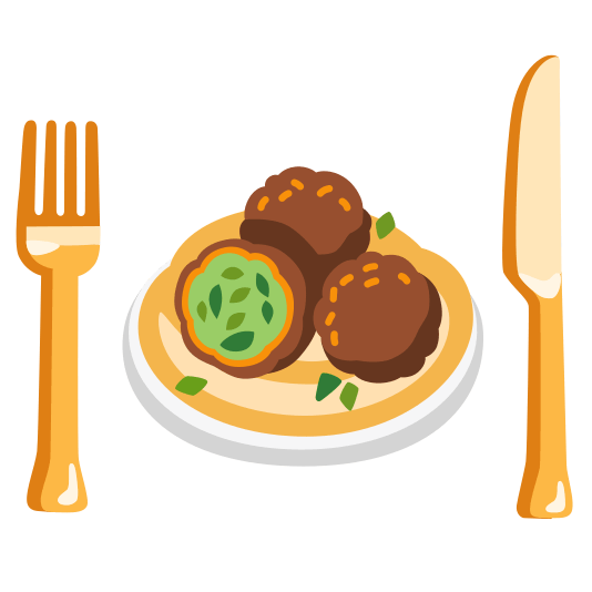 knife fork plate falafel