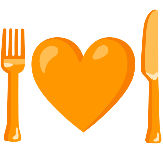 knife fork plate orange heart