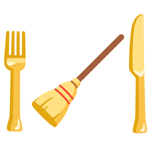 knife fork plate broom