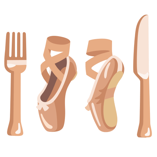 knife fork plate ballet shoes