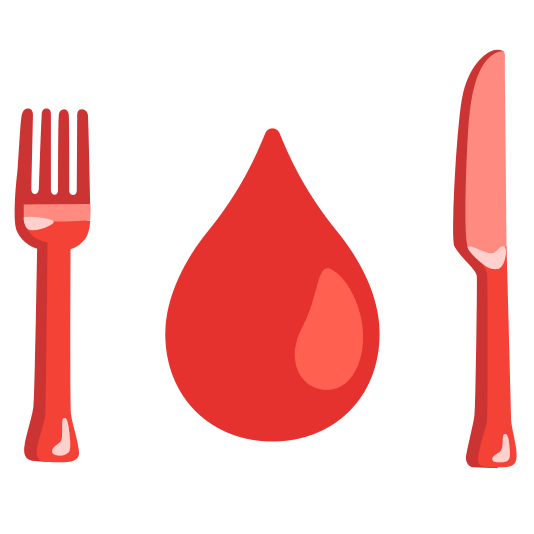 knife fork plate drop of blood