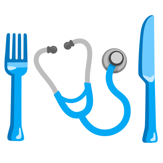 knife fork plate stethoscope