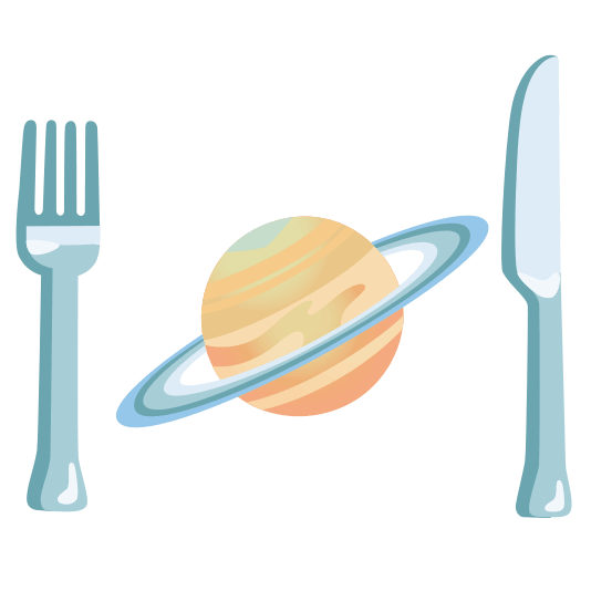 knife fork plate ringed planet