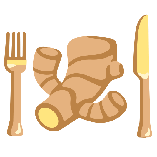 knife fork plate ginger root