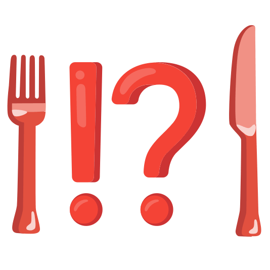 knife fork plate interrobang