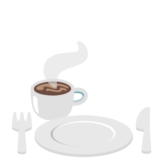 knife fork plate coffee