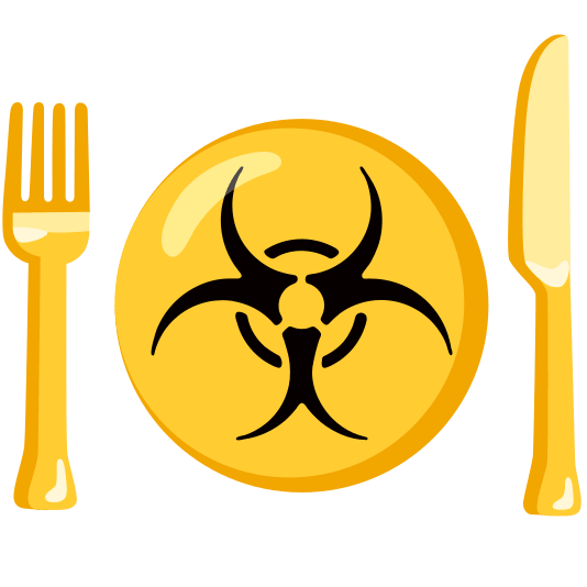 knife fork plate biohazard sign