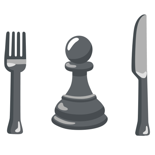 knife fork plate chess pawn