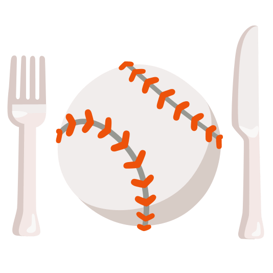 knife fork plate baseball