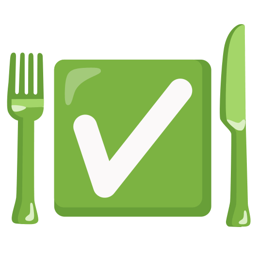 knife fork plate white check mark