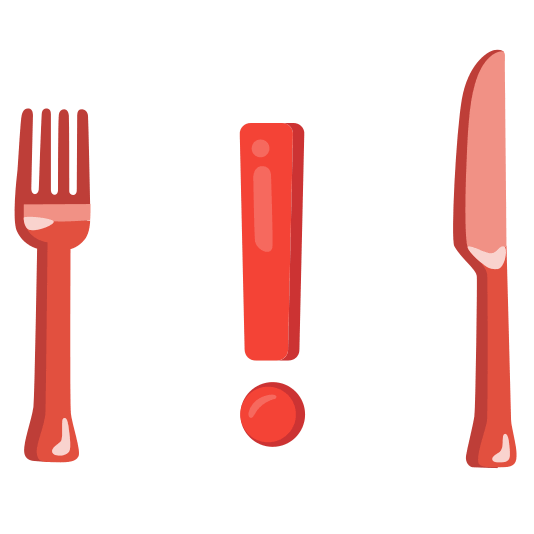 knife fork plate exclamation