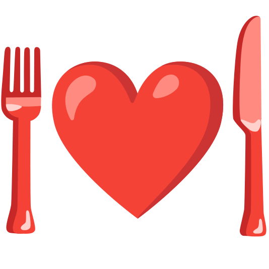 knife fork plate heart