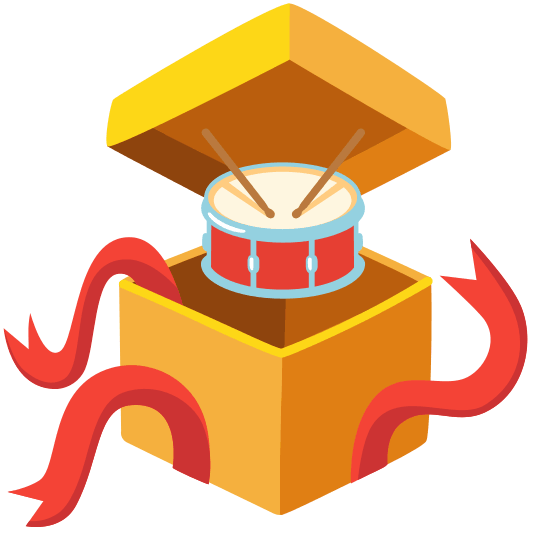 gift drum with drumsticks