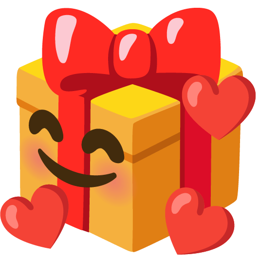 gift smiling face with 3 hearts