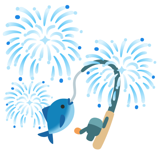 fireworks fishing pole and fish