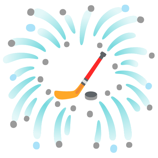 fireworks ice hockey stick and puck