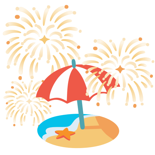 fireworks beach with umbrella