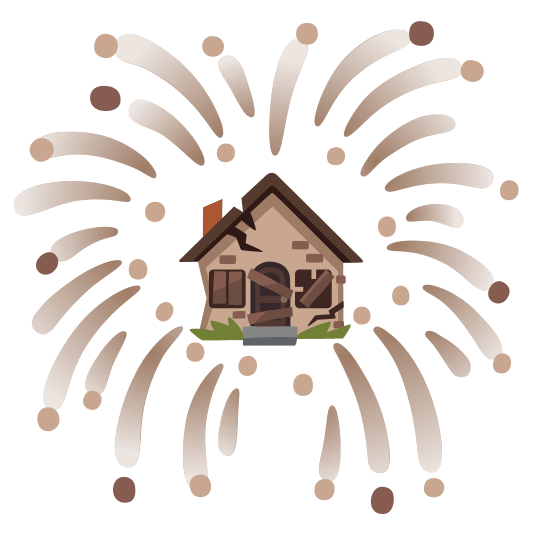 fireworks derelict house building