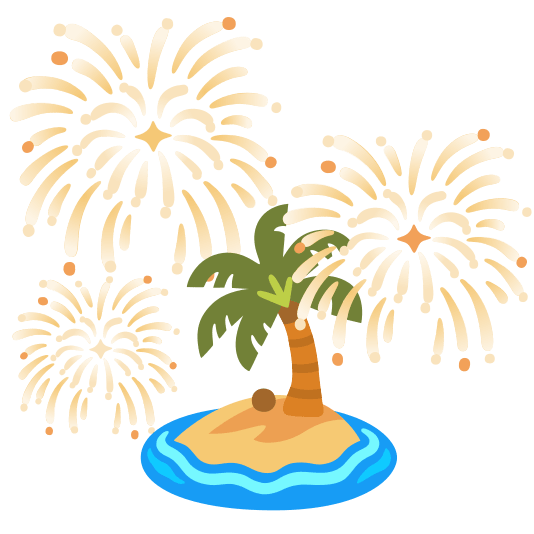 fireworks desert island