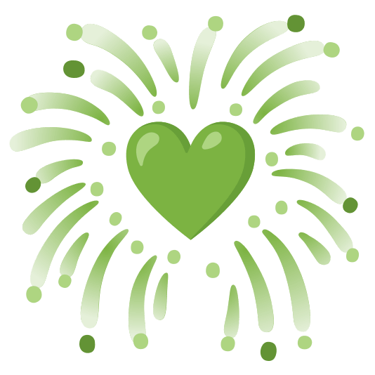 fireworks green heart
