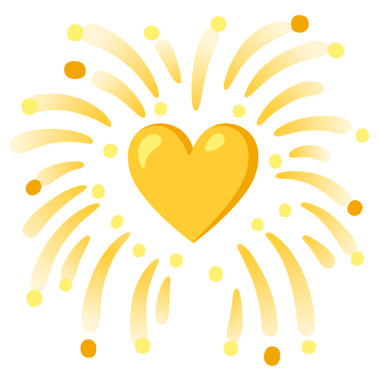 fireworks yellow heart