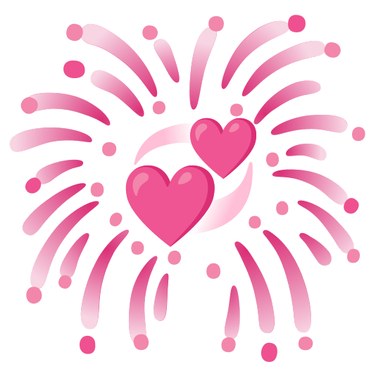 fireworks revolving hearts