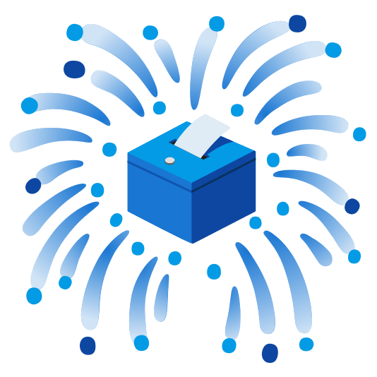 fireworks ballot box with ballot