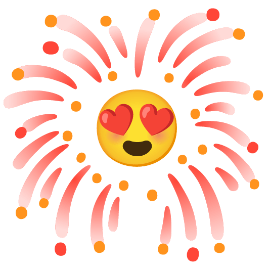 fireworks heart eyes