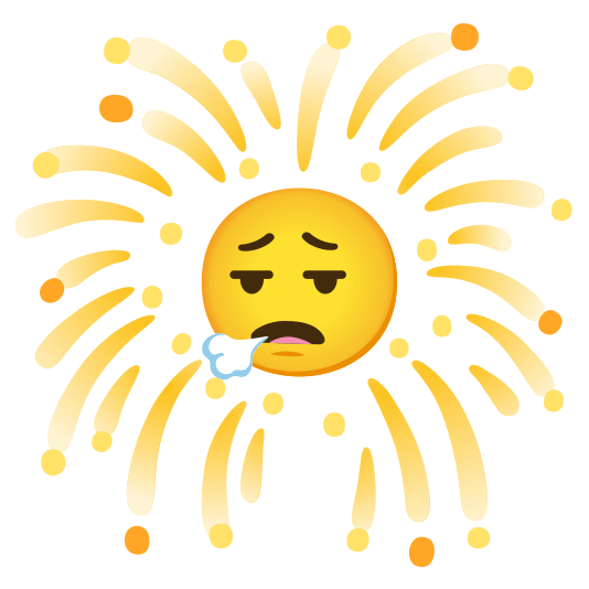 fireworks face exhaling