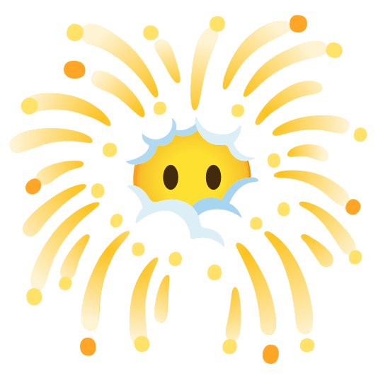 fireworks face in clouds