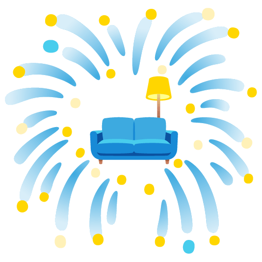 fireworks couch and lamp