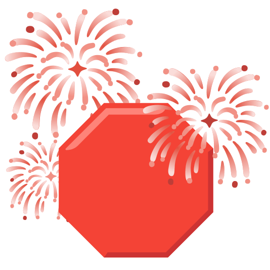 fireworks octagonal sign