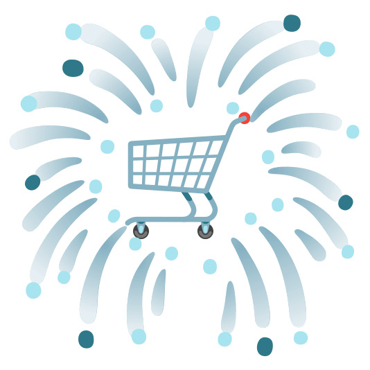 fireworks shopping trolley