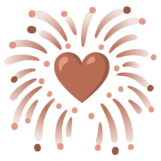 fireworks brown heart