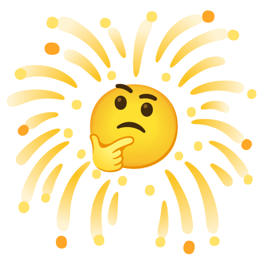 fireworks thinking face