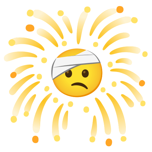 fireworks face with head bandage