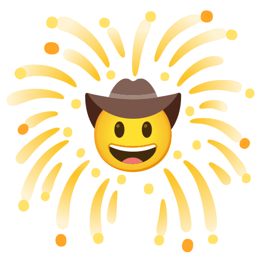 fireworks face with cowboy hat