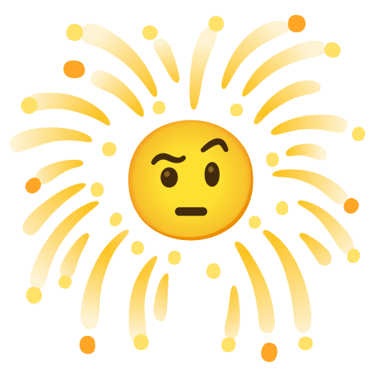 fireworks face with raised eyebrow