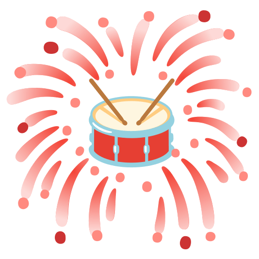 fireworks drum with drumsticks