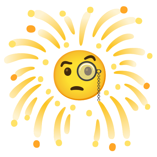 fireworks face with monocle