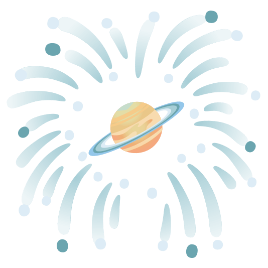 fireworks ringed planet