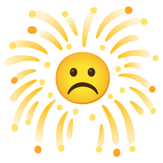 fireworks white frowning face