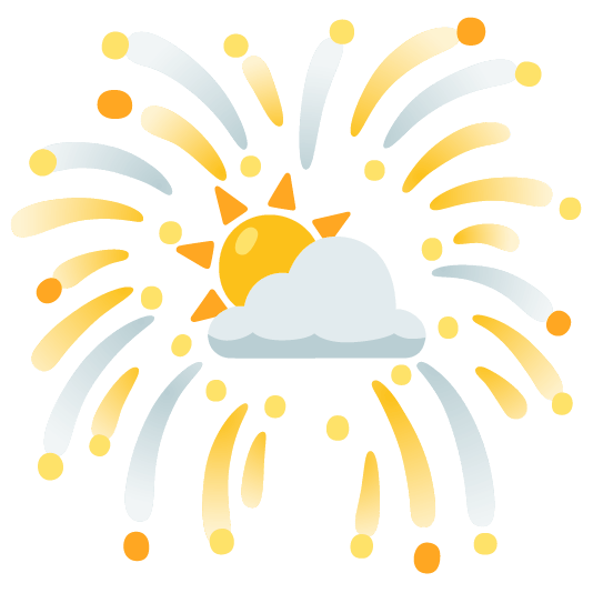 fireworks partly sunny