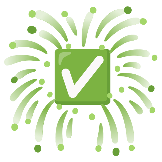 fireworks white check mark