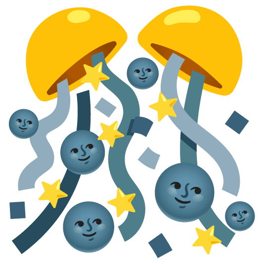 confetti ball new moon with face