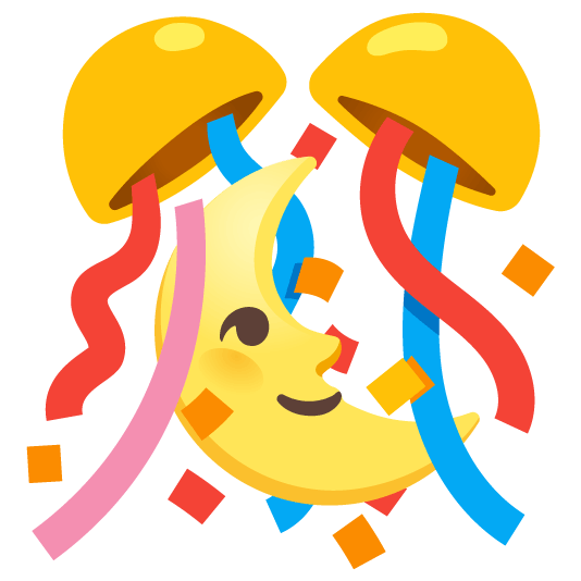 confetti ball last quarter moon with face