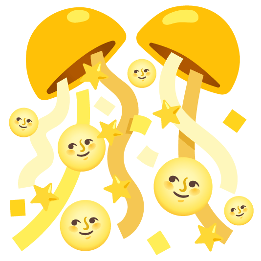 confetti ball full moon with face