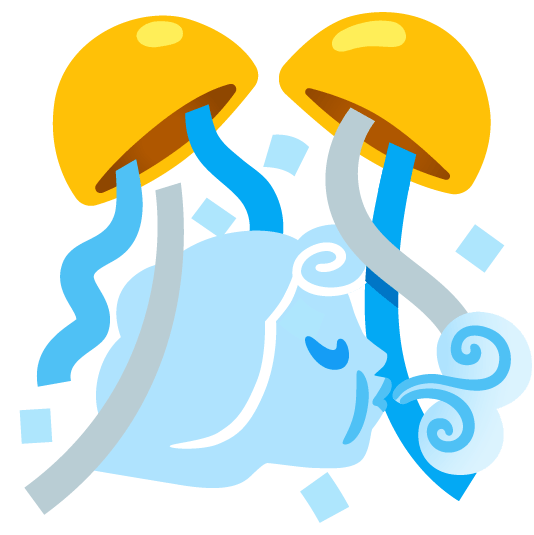 confetti ball wind blowing face